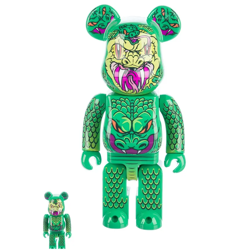 Mô Hình Bearbrick Madballs Snake Bait Mishka 100% & 400% Green
