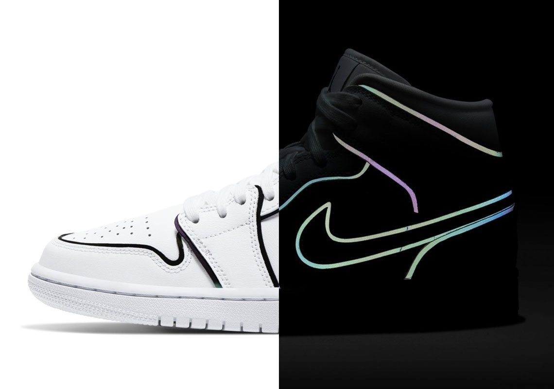 Giày Nike Air Jordan 1 Mid 'Iridescent Reflective White' CK6587-100 - Ảnh 2