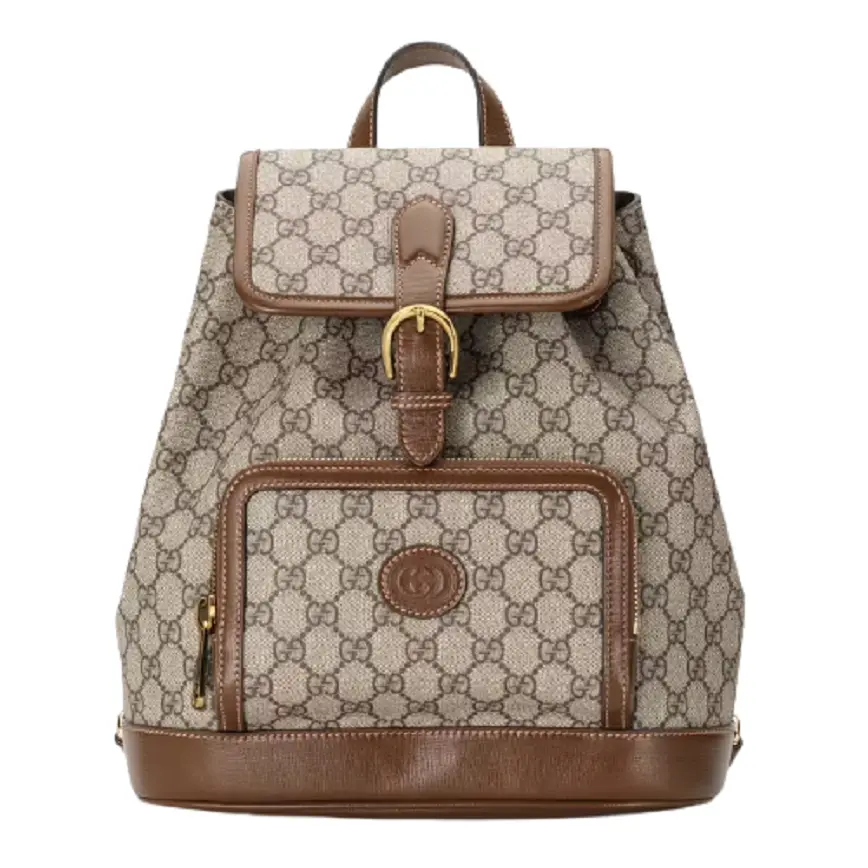 Balo Gucci Backpack With Interlocking G Beige And Brown Leather 674147-92THG-8563