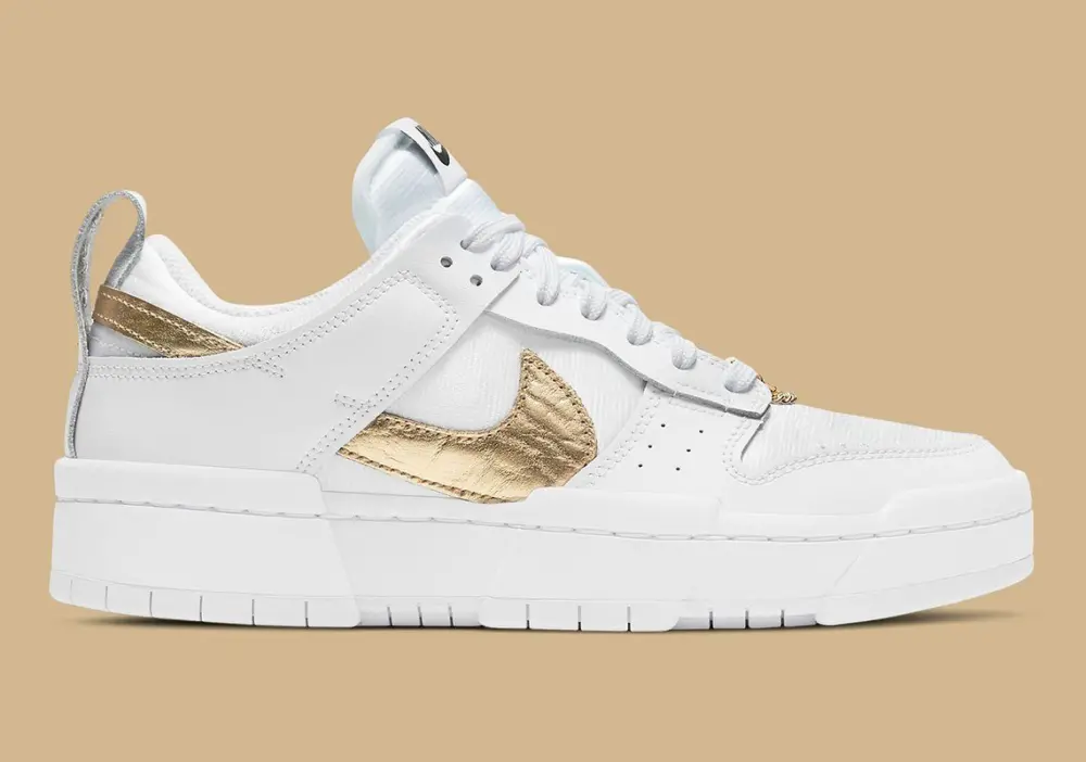 Alternative view of Giày Nike Dunk Low Disrupt 'White Metallic Gold' DD9676-100