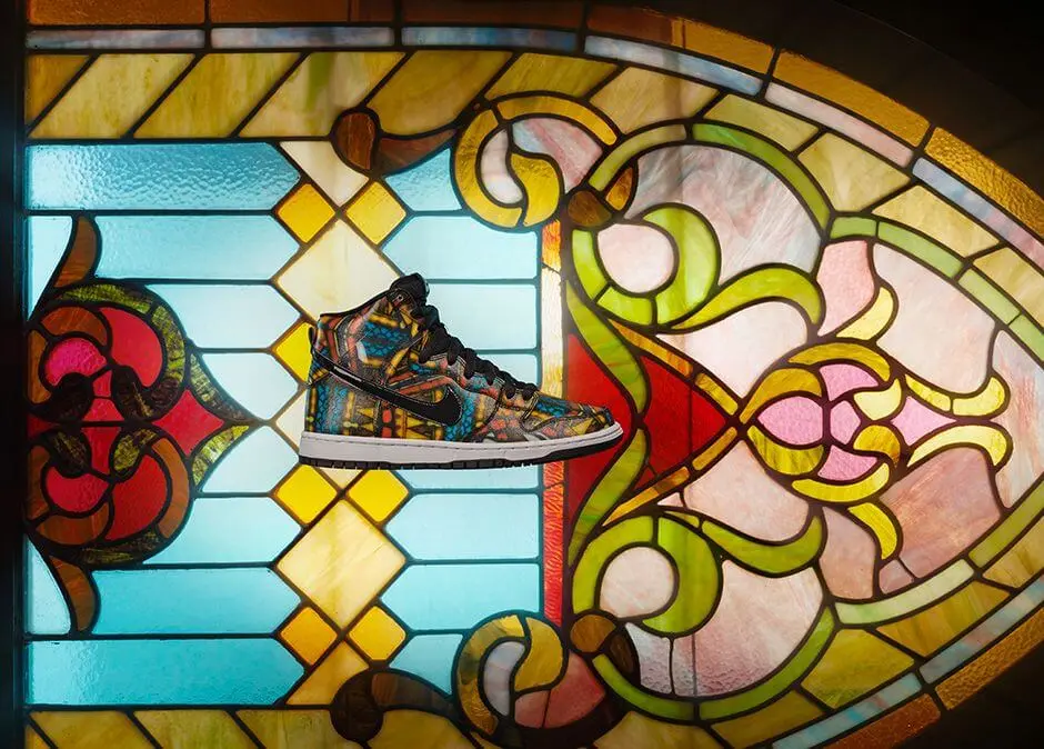 Giày Nike Concepts x SB Dunk High 'Stained Glass' 313171 606 - Ảnh 4