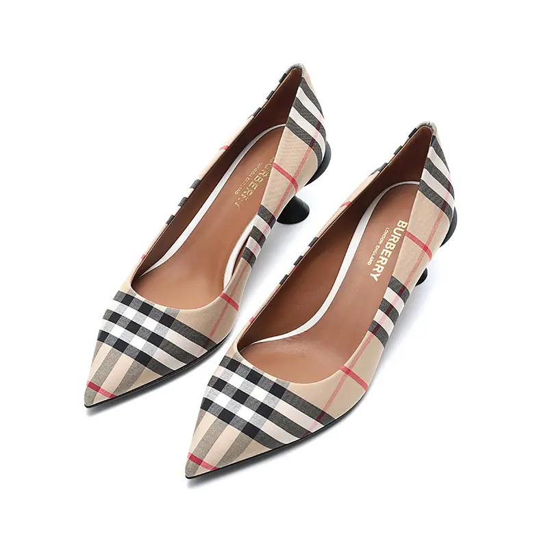 Giày Burberry Vintage Check Cotton Pumps Beige 80240751 - Ảnh 4