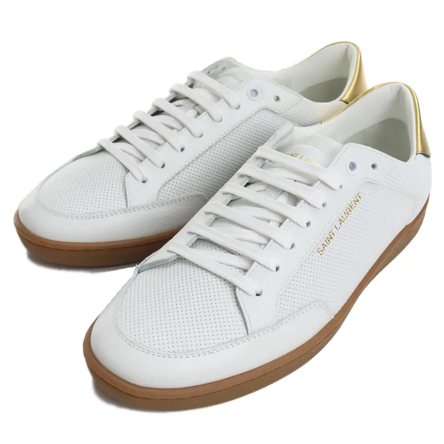 Alternative view of Giày Saint Laurent Leather Sneakers White Yellow 6032231JZA09383