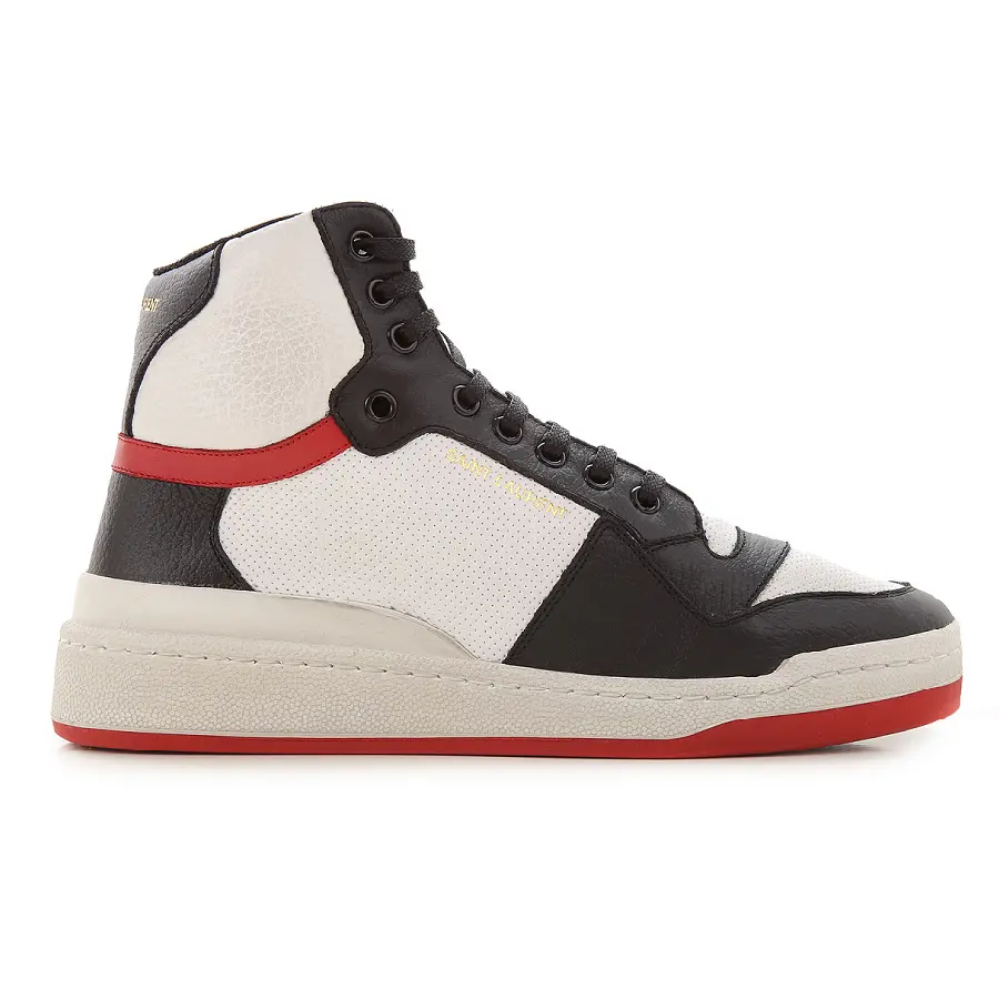 Giày Saint Laurent SL24 Mid Top Sneaker Black White Red 6106181JZC09670