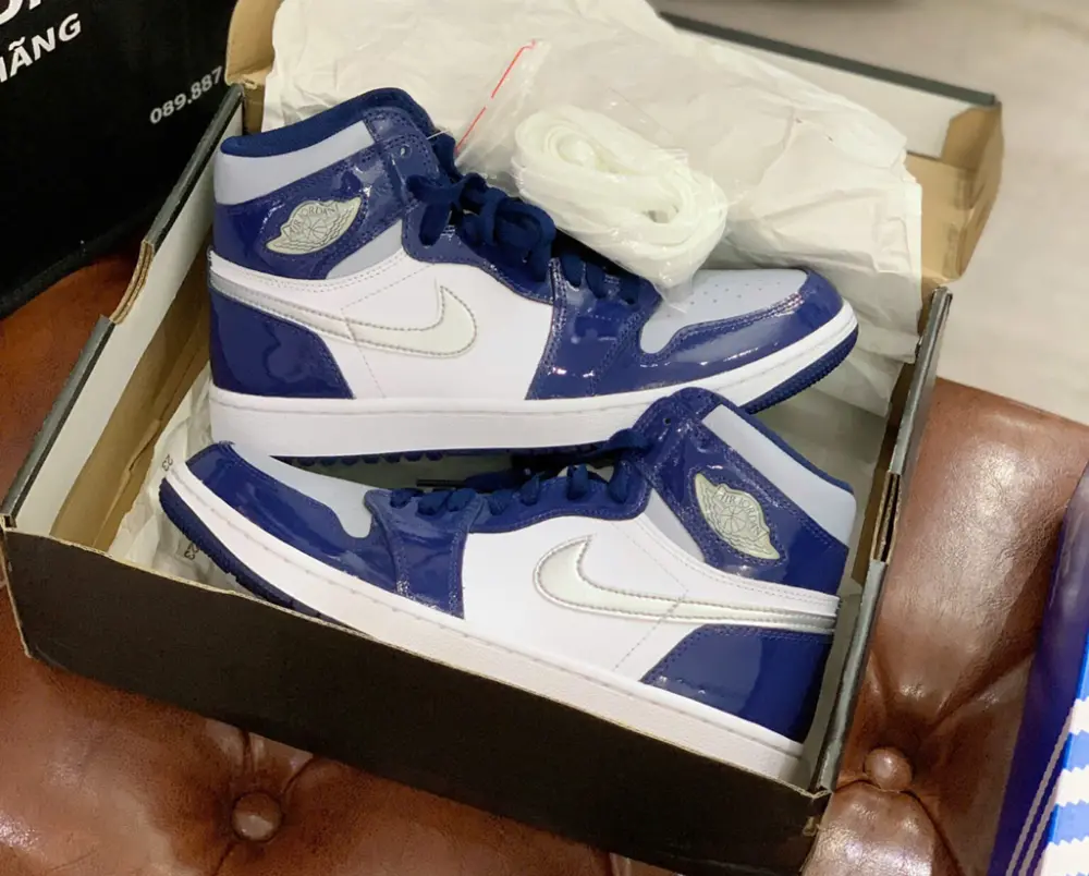 Giày Nike Air Jordan 1 High Golf 'Patent Midnight Navy' DQ0660-100 - Ảnh 3