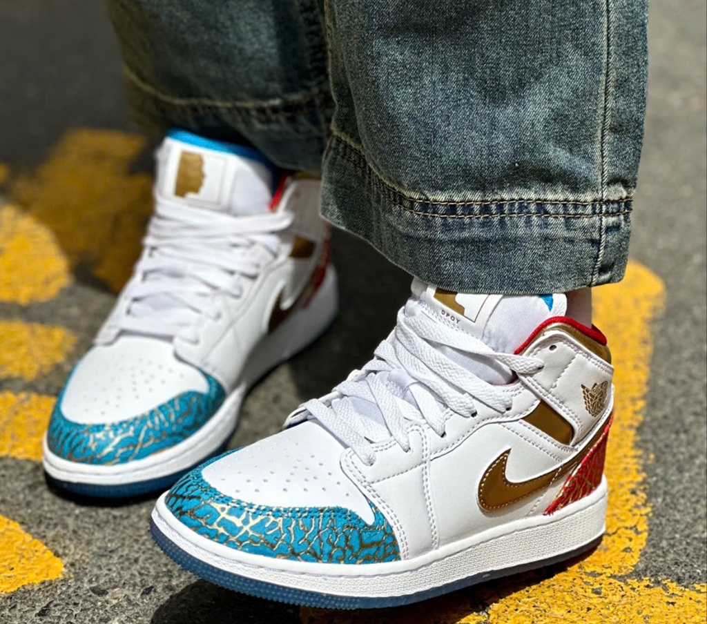 Giày Nike Air Jordan 1 Mid UNC to Chicago 'Blue' FB2212-100 - Ảnh 3
