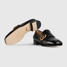 Alternative view of Giày Gucci Black Leather Loafer With Double G 602496-C9D00-1000