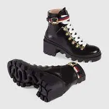 Giày Gucci Leather Ankle Boot With Sylvie Web 481156-DKS30-1159 - Ảnh 5