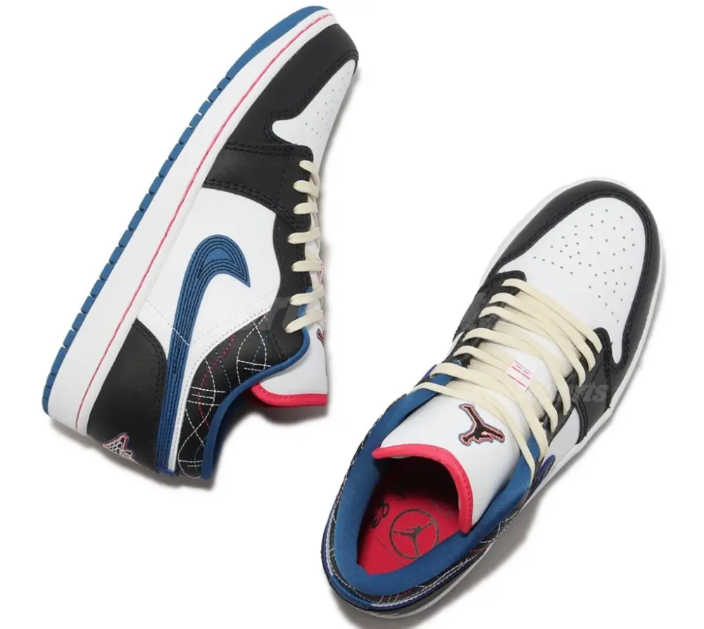 Giày Nike Air Jordan 1 Low 'White Industrial Blue Siren Red' FV3622-141 - Ảnh 6
