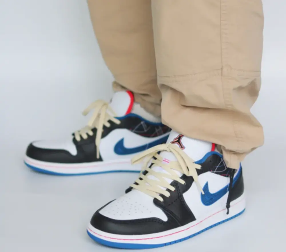 Alternative view of Giày Nike Air Jordan 1 Low 'White Industrial Blue Siren Red' FV3622-141