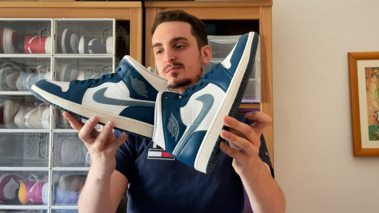 Giày Nike Air Jordan 1 Mid ‘White Blue’ BQ6472-414 - Ảnh 6