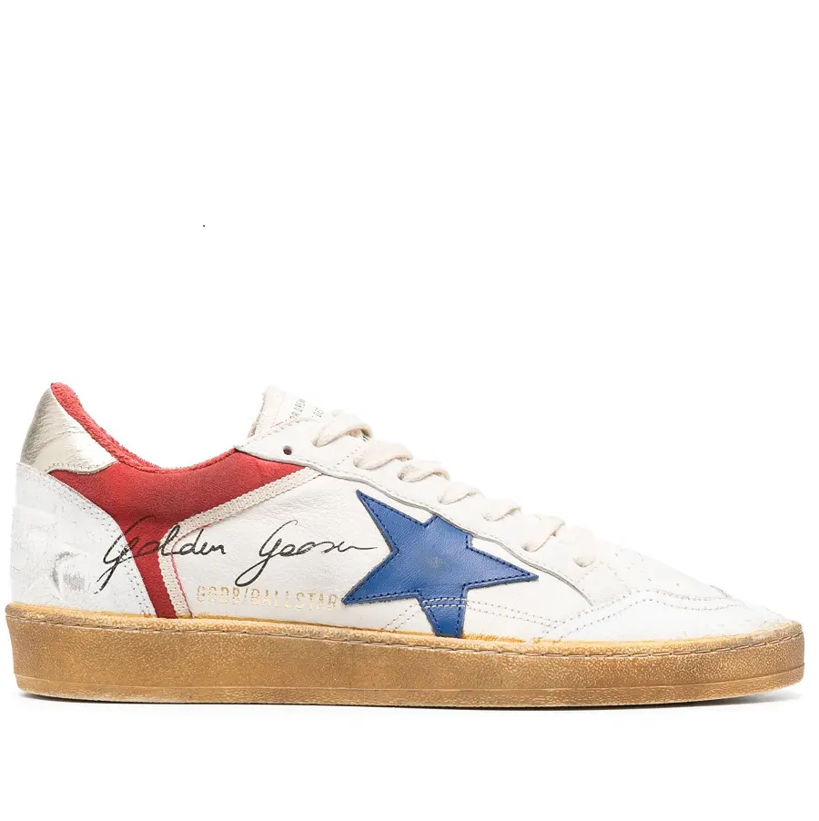Giày Golden Goose Ball Star Leather White/Blue/Red GMF00327-F004747-10281