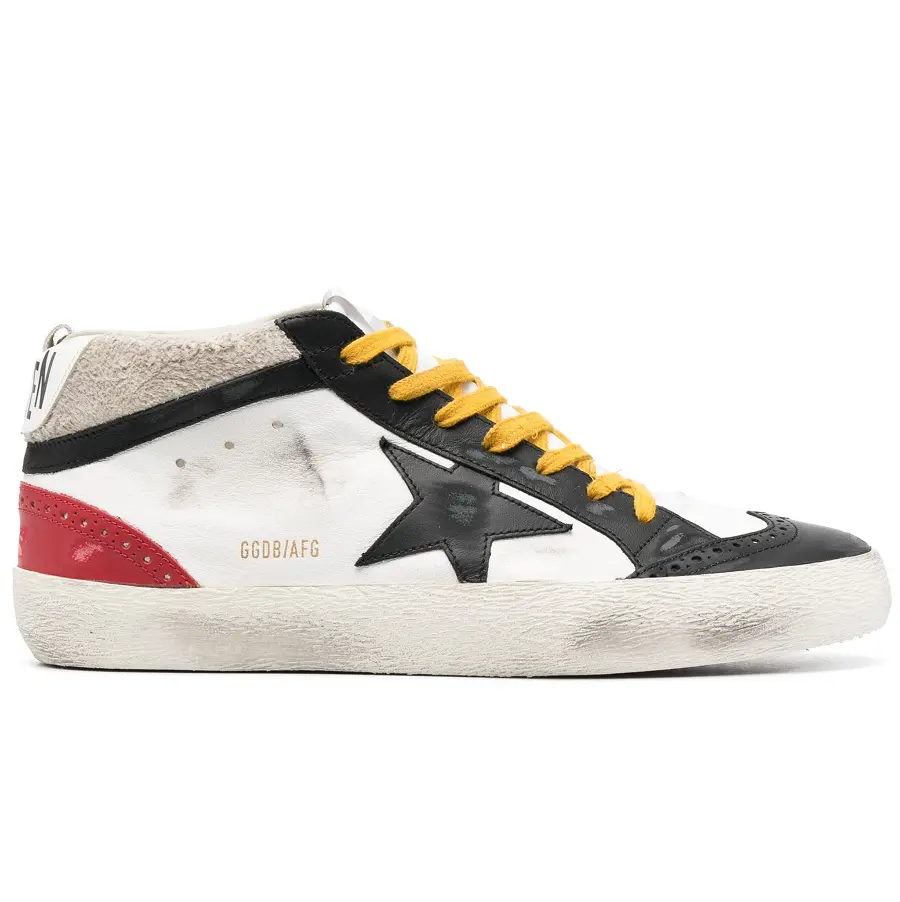 Giày Golden Goose Mid-Star Leather White/Black/Yellow GMF00123-F004394-82256
