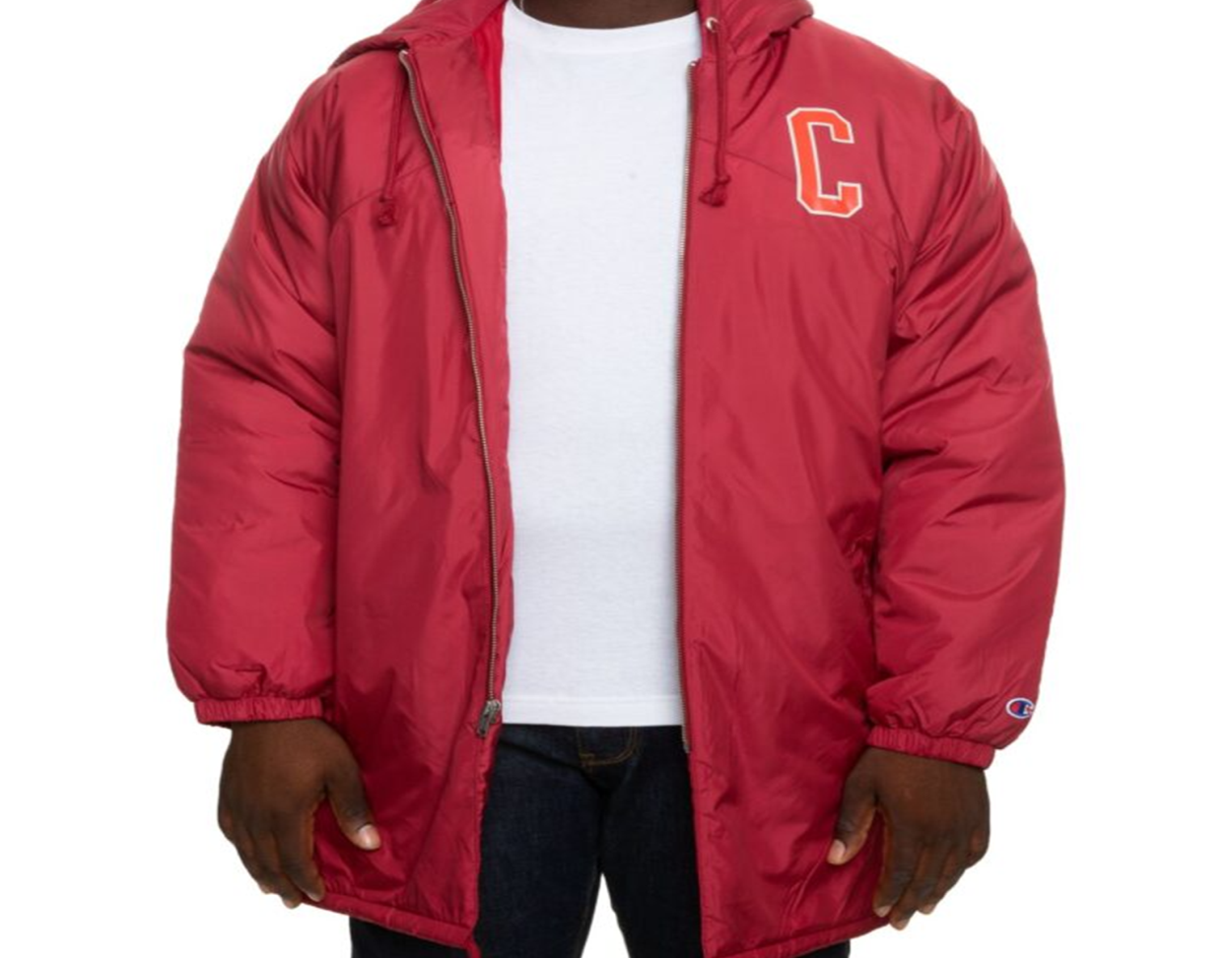 Áo Champion Sideline Jacket C Logo Block Arch Logo Cherry Pie - Ảnh 4