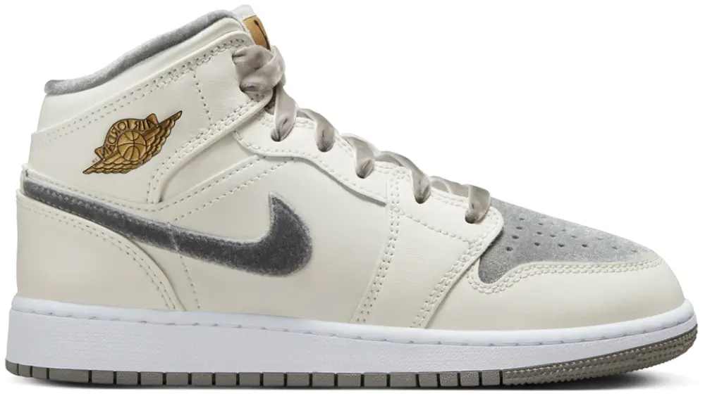 Giày Nike Air Jordan 1 Mid GS 'Grey Velvet Toe' FB9899-100
