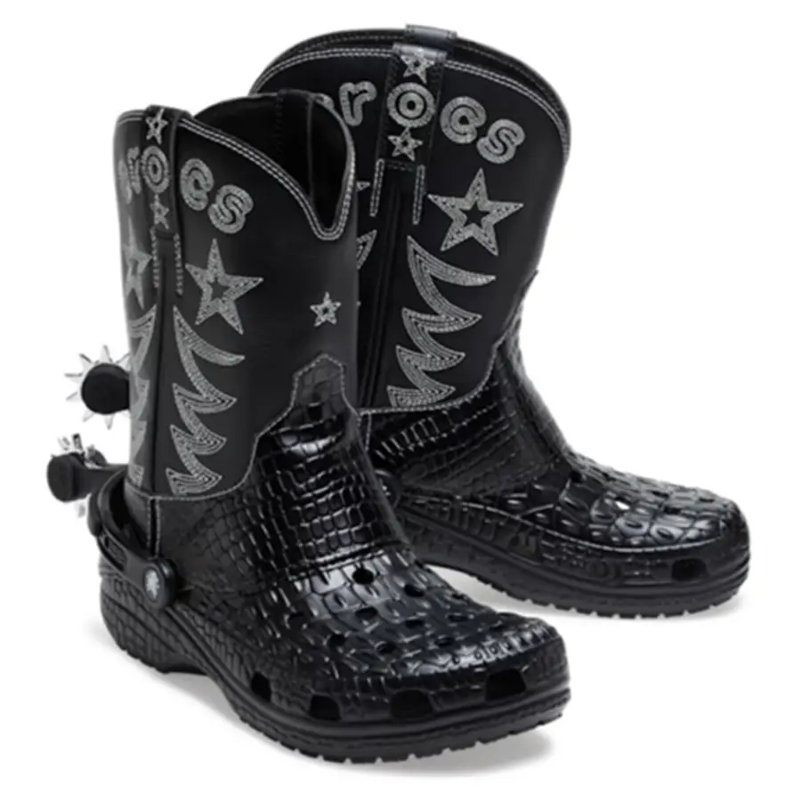 Dép Crocs Classic Cowboy Boot 'Black' 208695-001 - Ảnh 3