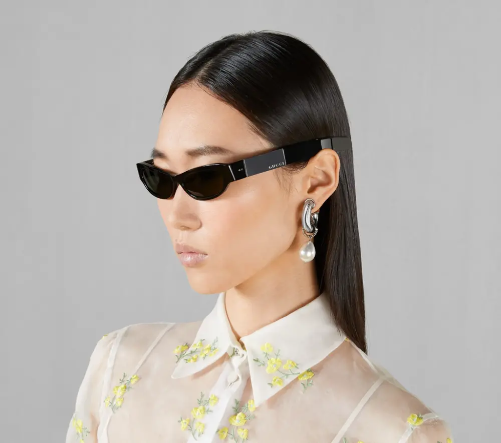 Alternative view of Kính Gucci Cat Eye Frame 'Shiny Black' 769798-J0740-1012