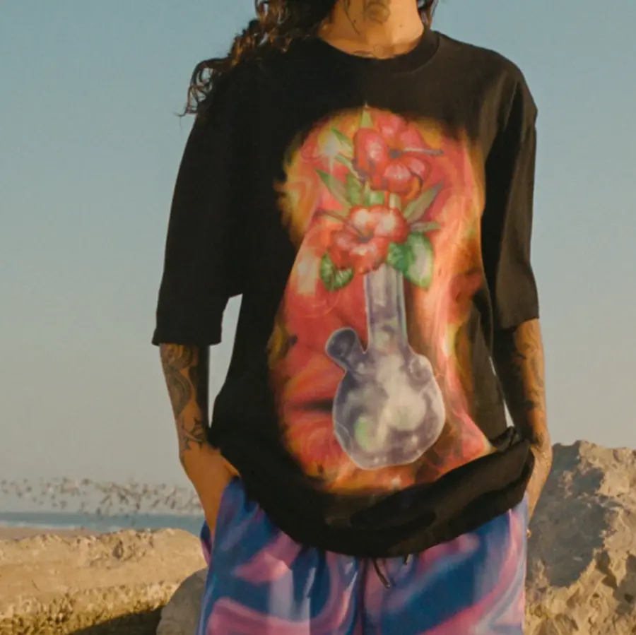 Alternative view of Áo Stussy x Dries Van Noten Airbrush Vase Tee ‘Black’