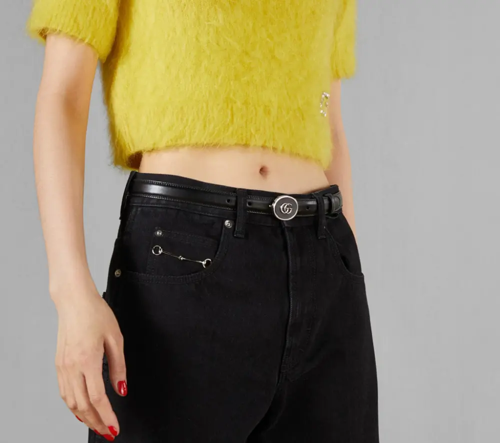 Alternative view of Thắt Lưng Gucci Petite GG Thin Belt 'Black' 760132-0YA0N-1000