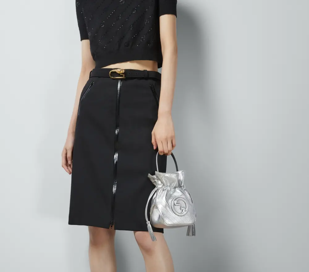 Alternative view of Túi Gucci Blondie Mini Bucket Bag 'Silver' 760313-AACT3-8106