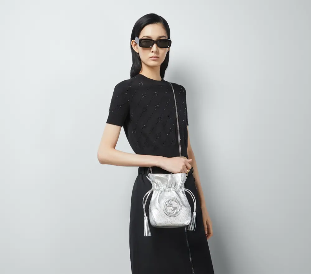 Túi Gucci Blondie Mini Bucket Bag 'Silver' 760313-AACT3-8106 - Ảnh 3