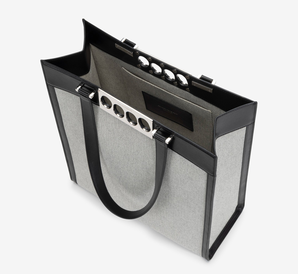 Túi Alexander McQueen Grip Tote 'White Black' 7354831AAN91070 - Ảnh 3