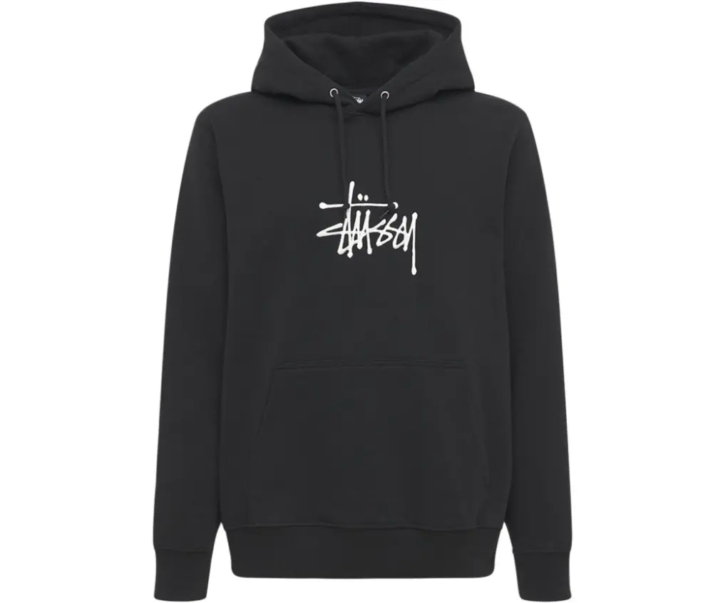 Áo Stussy Effect Letter Embroidery Hooded Sweatshirt 'Black'