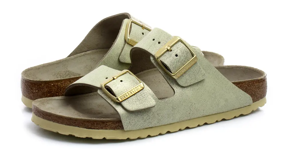 Dép Birkenstock Arizona SL Sandal Washed Metallic Cream Gold 1008798 - Ảnh 4
