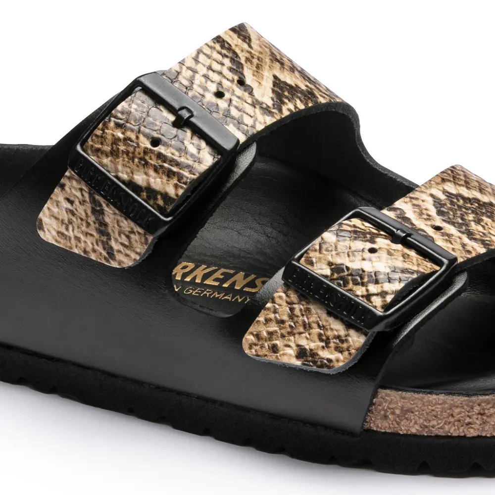 Dép Birkenstock Arizona Embossed Natural Leather Black/Snake Beige 1017593 - Ảnh 3