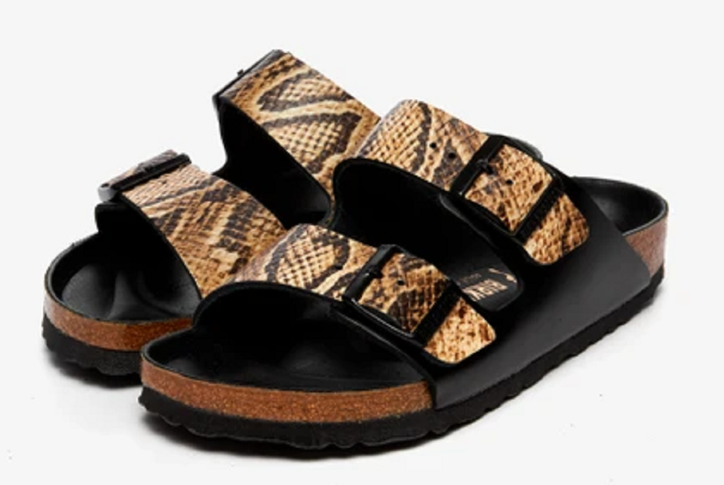 Dép Birkenstock Arizona Embossed Natural Leather Black/Snake Beige 1017593 - Ảnh 5