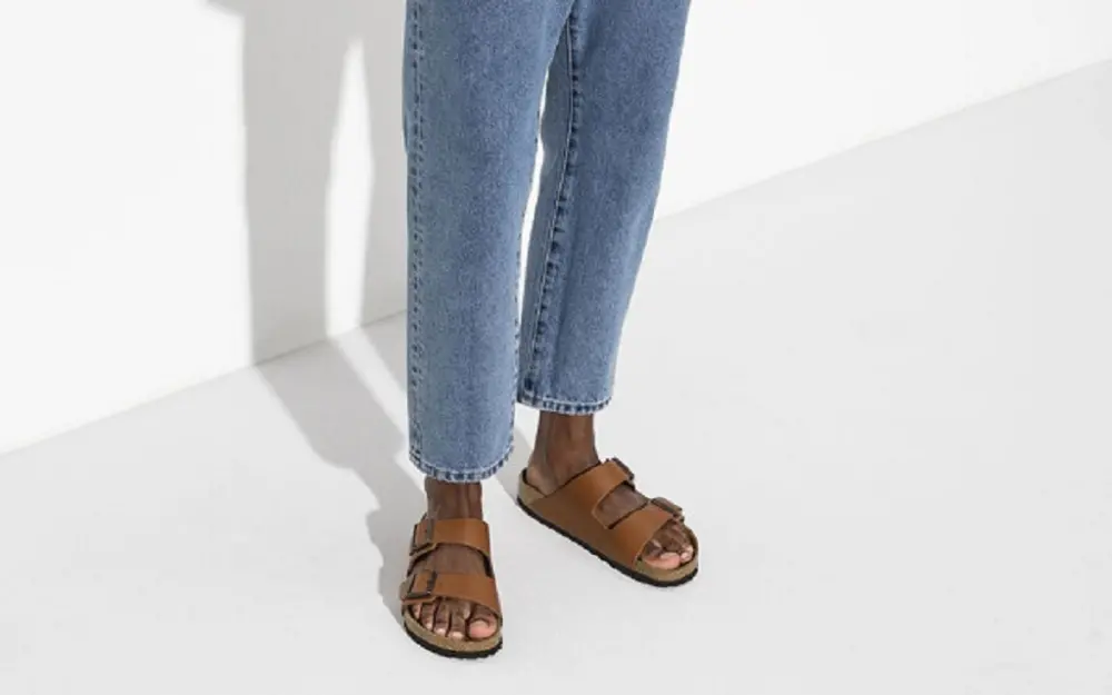 Dép Birkenstock Arizona Natural Leather Narrow Fit Brown 1019075 - Ảnh 4