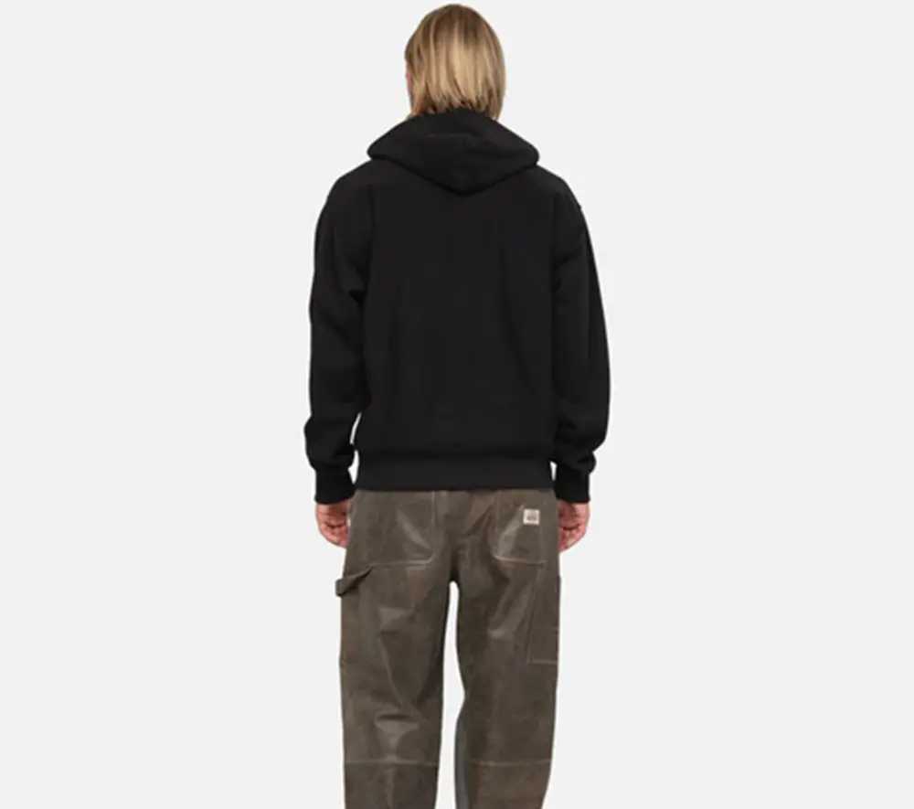 Alternative view of Áo Stussy Effect Letter Embroidery Hooded Sweatshirt 'Black'