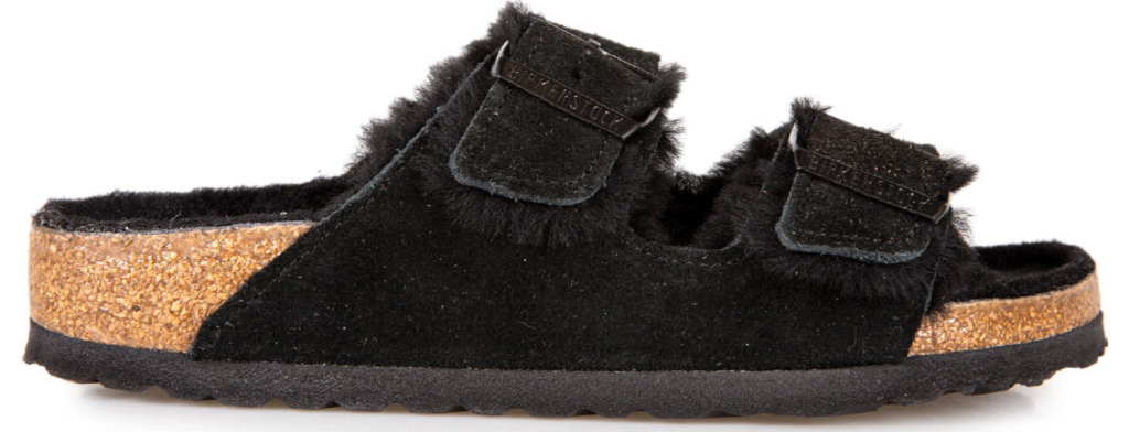 Dép Birkenstock Arizona Shearling Suede Leather Black 0752663