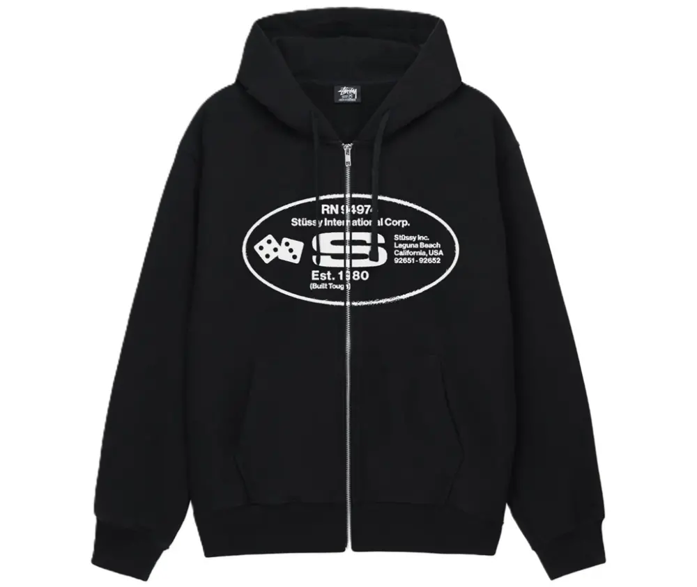 Áo Stussy FW23 OVAL CORP ZIP HOODIE 'Black'