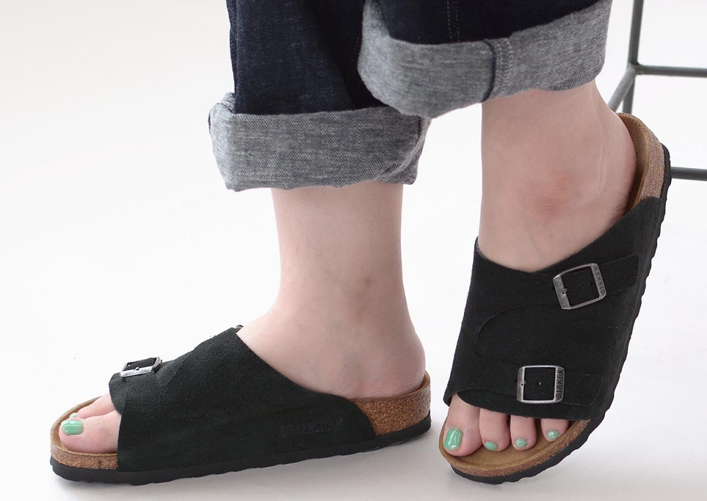 Dép Birkenstock Zurich Suede Leather Sandals Black 1025060 - Ảnh 2