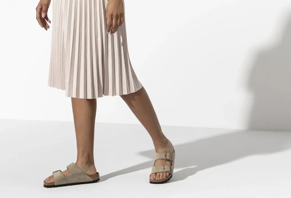 Dép Birkenstock Arizona Soft Footbed Suede Leather 'Taupe' 0951301 - Ảnh 4