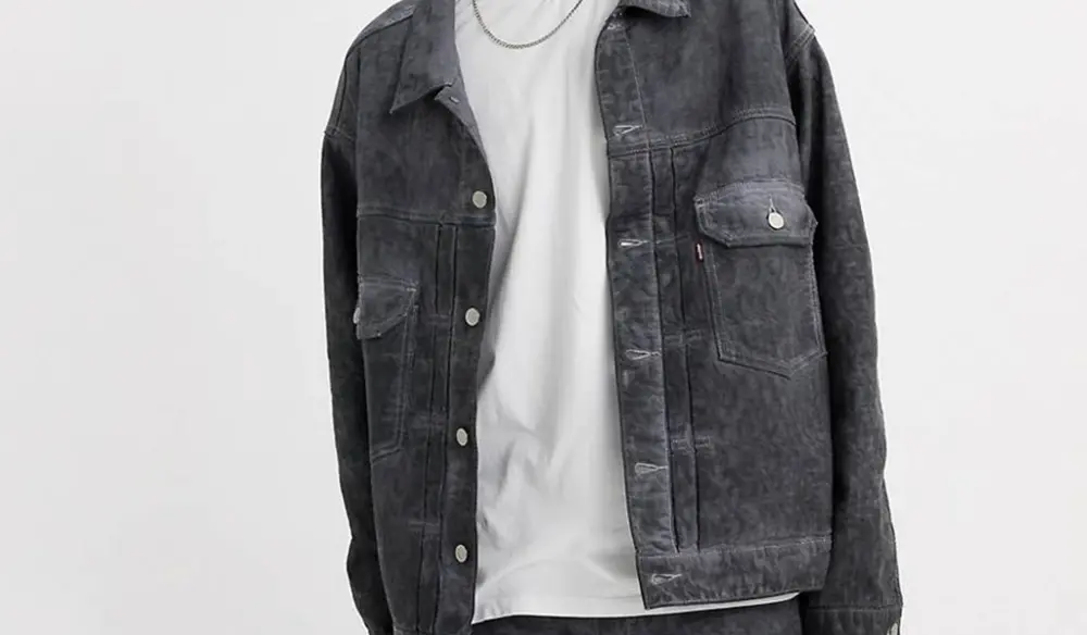 Áo Stussy x Levi's Jacquard Trucker Jacket Black A52160002 - Ảnh 3