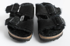 Alternative view of Dép Birkenstock Arizona Shearling Suede Leather Black 0752663