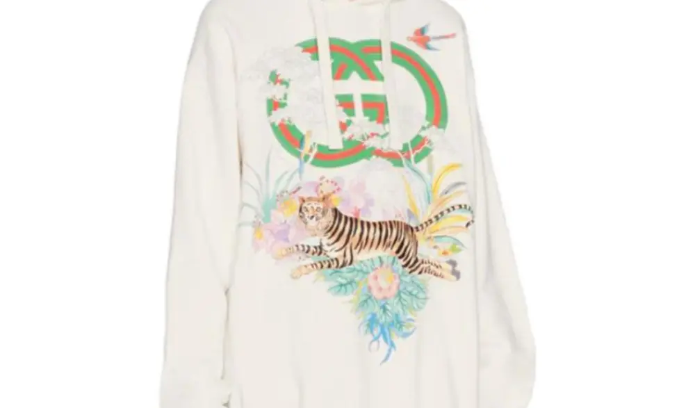 Alternative view of Áo Gucci Tiger Interlocking G Hooded Sweatshirt ‘Off-white’ 615061-XJD4F-9095