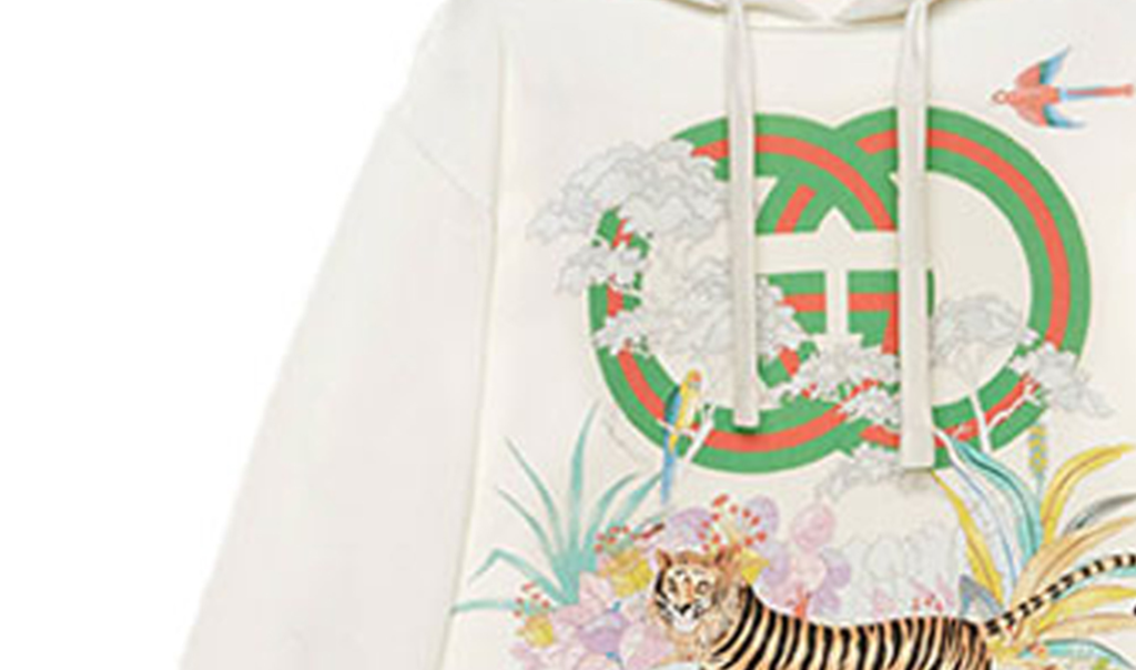 Áo Gucci Tiger Interlocking G Hooded Sweatshirt ‘Off-white’ 615061-XJD4F-9095 - Ảnh 3