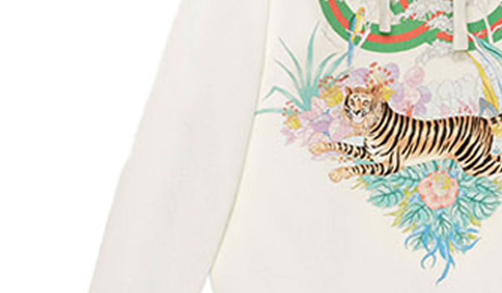 Áo Gucci Tiger Interlocking G Hooded Sweatshirt ‘Off-white’ 615061-XJD4F-9095 - Ảnh 5