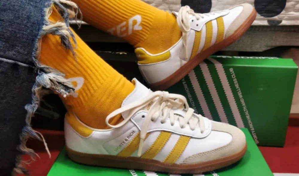 Giày Adidas x Sporty & Rich Samba 'White Bold Gold' IF5661 - Ảnh 6