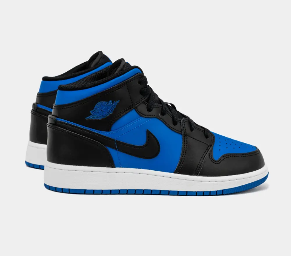 Alternative view of Giày Nike Air Jordan 1 Mid GS ‘Black Royal Blue’ DQ8423-042