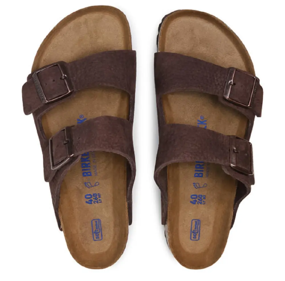 Dép Birkenstock Arizona Soft Footbed Nubuck Leather 1019007 - Ảnh 4
