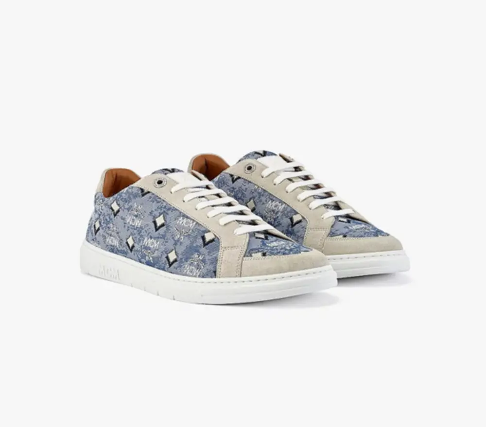 Giày MCM 41 IT Jacquard Monogram Blue MEXBATQ01LU041 - Ảnh 4