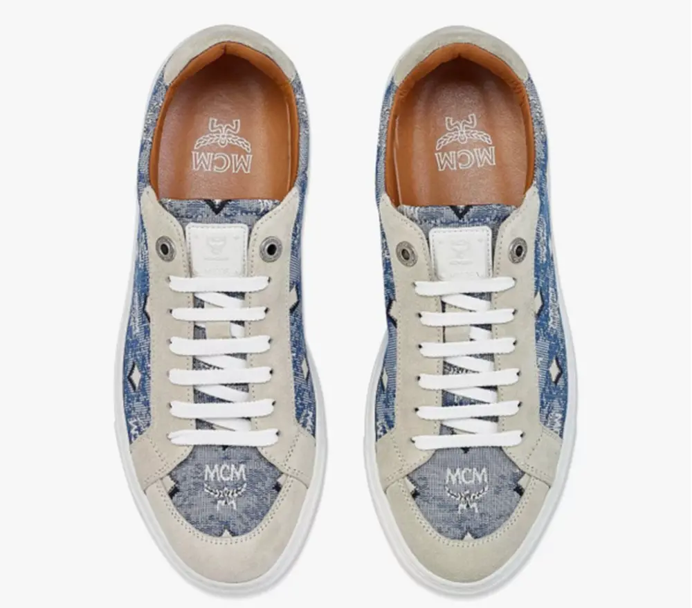 Giày MCM 37 IT Lo Sneakers Jacquard Monogram Blue MESBATQ02LU037 - Ảnh 3