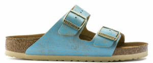 Dép Birkenstock Leather ARIZONA Washed Metallic Aqua BNIB 1012878