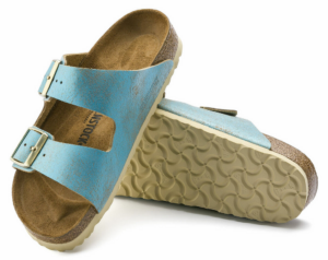 Alternative view of Dép Birkenstock Leather ARIZONA Washed Metallic Aqua BNIB 1012878