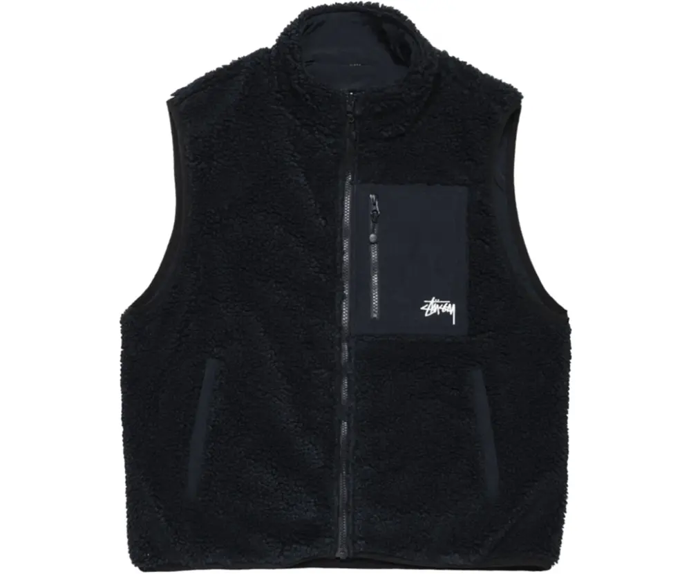 Áo Stussy Sherpa Reversible Vest Black 118528