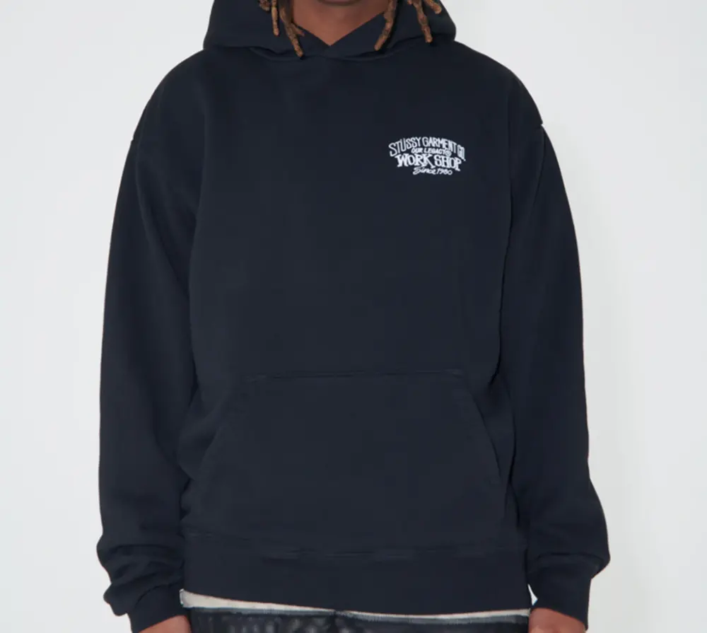 Áo Stussy x Our Legacy Work Shop Surfman Pigment Dyed Hoodie ‘Black’ - Ảnh 3